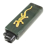 Зажигалка газовая из натурального камня Офиокальцит с декоративной металлической вставкой в виде ящерицы Metal Stone Lighters варинант исполнения - 2 | Loft Concept в Грозном