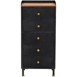 Высокий комод с 5-ю ящиками Cesar Black Chest of Drawers