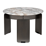 Столик журнальный с круглой мраморной столешницей на трех опорах Marble Stone Drawing варинант исполнения - 1 | Loft Concept в Грозном