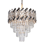 Люстра многоярусная с переплетенными металлическими элементами черного и золотого цвета и прозрачными хрустальными подвесками Empire Chandelier Crystal варинант исполнения - 1 | Loft Concept в Грозном