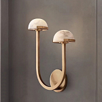 Бра с 2-мя мраморными плафонами на латунном корпусе Light Warm Light варинант исполнения - 3 | Loft Concept в Грозном