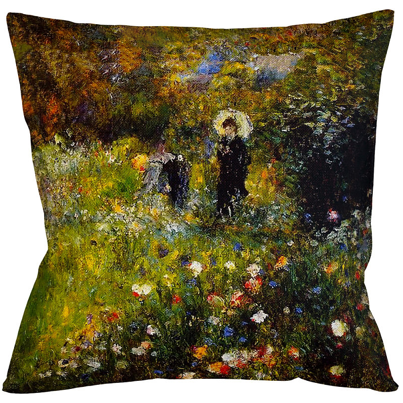 Подушка декоративная с цветочным принтом Impressionism in Color Мульти Бежевый Подушка декоративная с цветочным принтом Impressionism in Color Мульти Бежевый в Грозном | Loft Concept