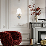 Бра с белым текстильным абажуром и фигурным основанием с зеркальной вставкой Vitorino варинант исполнения - 7 | Loft Concept в Грозном