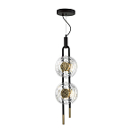 Подвесной светильник с 2-мя прозрачными стеклянными плафонами и золотистыми центральными вставками Virelia  варинант исполнения - 5 | Loft Concept в Грозном