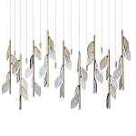 Люстра с золотистыми трубками и прозрачными стеклянными листьями на подвесах Sylva  варинант исполнения - 1 | Loft Concept в Грозном