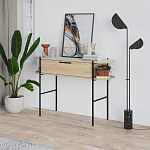 Консоль напольная деревянная с выдвижным ящиком и 2-мя полками со столешницей цвета белый мрамор OTIS CONSOLE OAK варинант исполнения - 3 | Loft Concept в Грозном