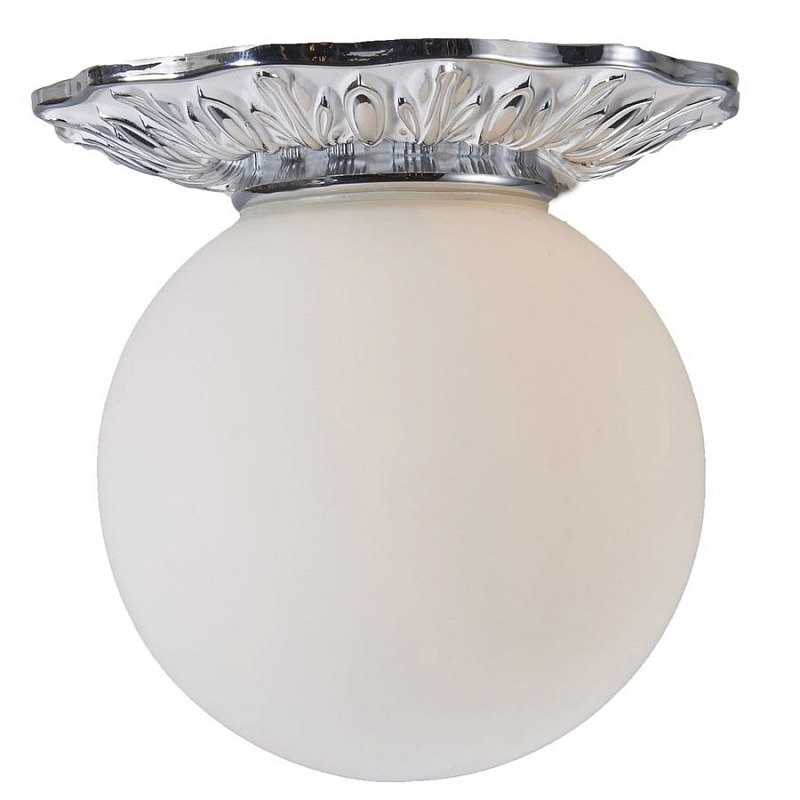 Потолочный светильник Globus Lamp Silver Серебряный Молочный Потолочный светильник Globus Lamp Silver Серебряный Молочный в Грозном | Loft Concept