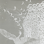 Обои ручная роспись в стиле Арт-деко Whistler Peacocks Special Colourway on Pale Grey dyed silk варинант исполнения - 2 | Loft Concept в Грозном
