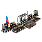 Настольный письменный набор с часами из природного камня обсидиана Team leader варинант исполнения - 2 | Loft Concept в Грозном