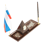 Настольный письменный набор с часами в виде пирамиды из природного камня обсидиана Pyramid of Time варинант исполнения - 2 | Loft Concept в Грозном