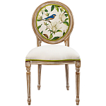 Стул бежевый из натурального бука с изображением птиц и цветов Blooming Blue Birds варинант исполнения - 1 | Loft Concept в Грозном