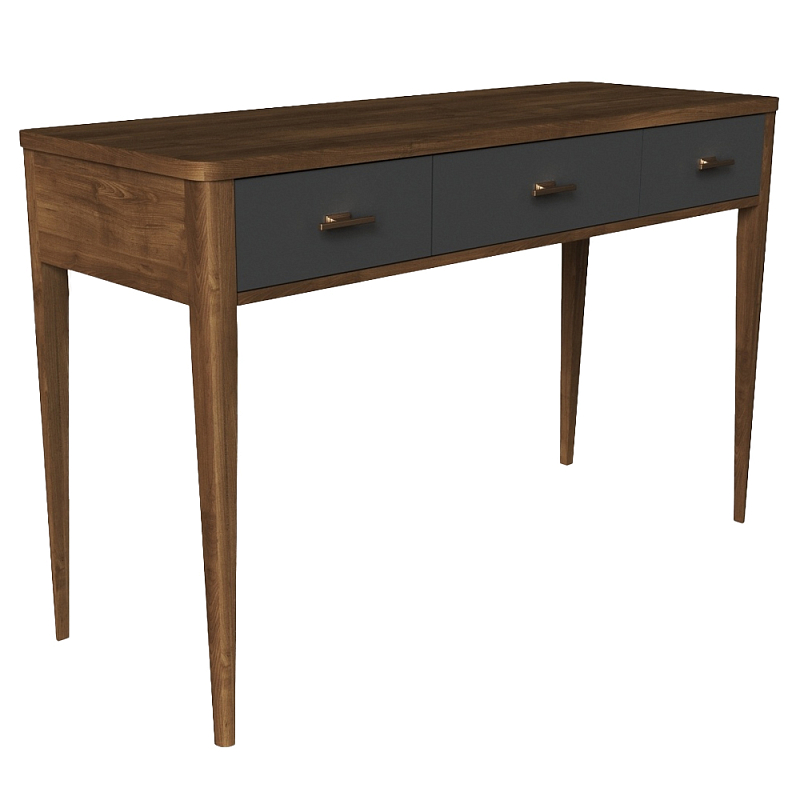 Консоль из массива бука с 3-мя ящиками Tasteful Furniture Коричневый Серый Консоль из массива бука с 3-мя ящиками Tasteful Furniture Коричневый Серый в Грозном | Loft Concept