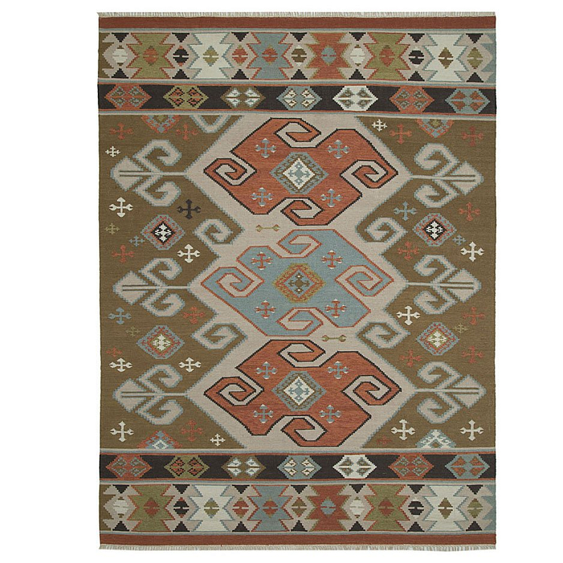 Ковер индийский Kelim Зеленый в Грозном | Loft Concept 