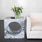 Дизайнерский журнальный стол квадратной формы с круглой нишей Guxawar варинант исполнения - 1 | Loft Concept в Грозном