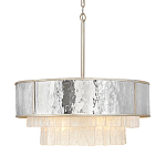 Люстра круглая с подвесками из текстурированного стекла молочного цвета Hinkley варинант исполнения - 1 | Loft Concept в Грозном