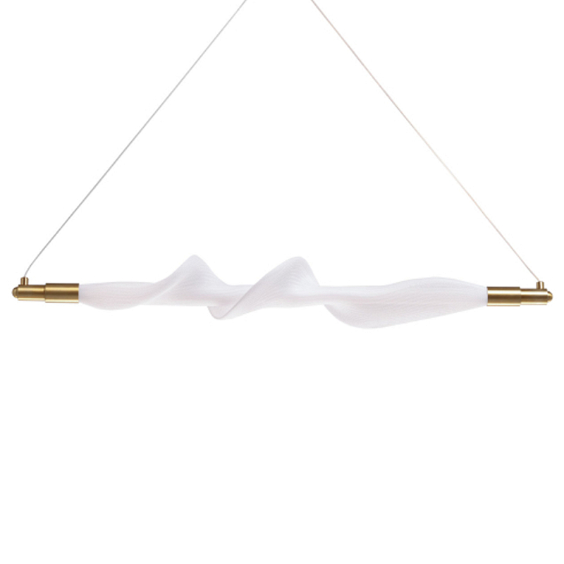 Люстра горизонтальная с волнистым белым плафоном Golden Swirl Белый Латунь в Грозном | Loft Concept 