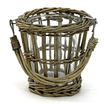 Кашпо стеклянное в плетёной корзине Timber варинант исполнения - 2 | Loft Concept в Грозном