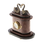 Часы настольные из натурального камня с декором в виде двух лебедей Swans Stone Clock варинант исполнения - 6 | Loft Concept в Грозном