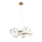 Люстра подвесная круглая с ветвистыми бронзовыми элементами и стеклянными рифлеными дисками Textured Glass Chandelier варинант исполнения - 3 | Loft Concept в Грозном