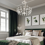 Люстра подвесная из металла с хрустальными подвесками прозрачного цвета Quasar 41 варинант исполнения - 13 | Loft Concept в Грозном