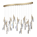 Люстра с золотистыми трубками и прозрачными стеклянными листьями на подвесах Sylva  варинант исполнения - 2 | Loft Concept в Грозном