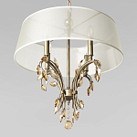 Люстра подвесная круглая с тканевым полупрозрачным абажуром и подвесками 4 лампы Gilded Elegance варинант исполнения - 4 | Loft Concept в Грозном