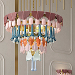 Люстра круглая с декором из разноцветных элементов в виде листьев Changing Seasons варинант исполнения - 11 | Loft Concept в Грозном