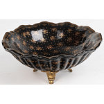 Блюдо черного цвета из фрафора на бронзовых ножках Eden Garden porcelain and bronze варинант исполнения - 2 | Loft Concept в Грозном