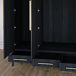 Большой Шкаф Primo Черный дуб с 3 дверьми и 3 выдвижными ящиками варинант исполнения - 7 | Loft Concept в Грозном