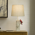 Настольная лампа с тканевым абажуром и основанием в виде птицы на дереве Simurq варинант исполнения - 2 | Loft Concept в Грозном