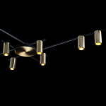 Потолочный светильник с 10-ю цилиндрическими плафонами цвета латунь TRIBES CHANDELIER варинант исполнения - 5 | Loft Concept в Грозном