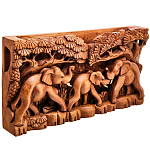 Панно из дерева слоны Panel With Animals варинант исполнения - 2 | Loft Concept в Грозном