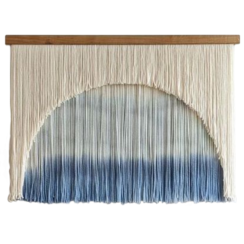 Панно дизайнерское из нитей Quiet Sea Голубой Бежевый в Грозном | Loft Concept 