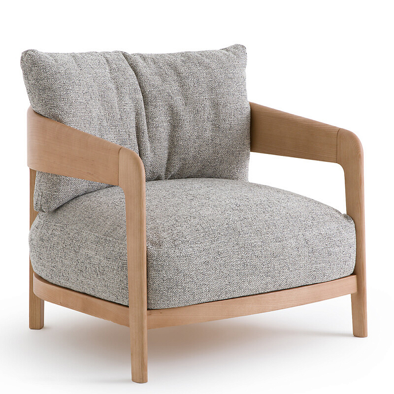 Кресло с каркасом из массива ясеня Deniaud Ash Grey Armchair Серый Древесина Черный в Грозном | Loft Concept 