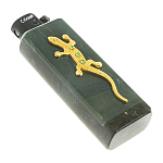 Зажигалка газовая из натурального камня Офиокальцит с декоративной металлической вставкой в виде ящерицы Metal Stone Lighters варинант исполнения - 3 | Loft Concept в Грозном