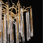 Люстра подвесная золотого цвета с разветвленными ветвями и прозрачными стеклянными подвесками Droplet Chandelier варинант исполнения - 6 | Loft Concept в Грозном