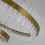 Люстра подвесная двухъярусная с золотистымыми кольцами и прозрачными стеклянными элементами Ring Horizontal варинант исполнения - 4 | Loft Concept в Грозном