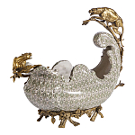 Чаша для фруктов из фарфора бронзовыми фигурками леопардов Eden Garden варинант исполнения - 1 | Loft Concept в Грозном