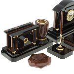 Настольный письменный набор с часами из природного камня обсидиана Peace Contract варинант исполнения - 3 | Loft Concept в Грозном