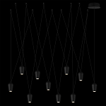 Подвесной светильник черными плафонами на длинных пересекающихся тросах Construction варинант исполнения - 8 | Loft Concept в Грозном