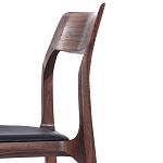 Стул деревянный с мягким сиденьем из черной натуральной кожи Moon Walnut Furniture варинант исполнения - 8 | Loft Concept в Грозном