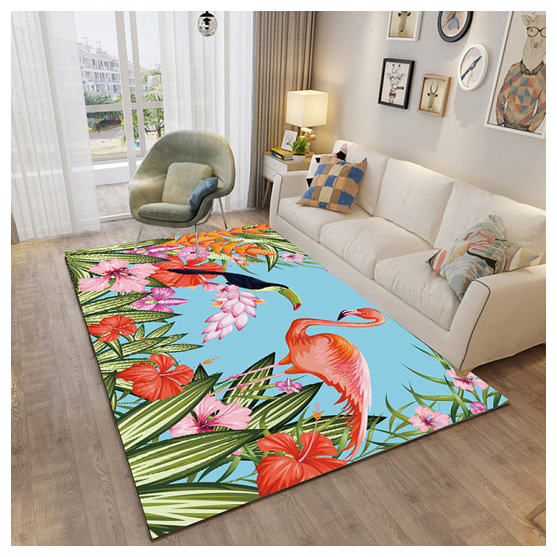 Ковёр с принтом Розовый Фламинго Carpet Pink Flamingo Turquoise Мульти в Грозном | Loft Concept 