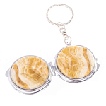 Зеркало брелок карманное двухстороннее из натурального камня Оникс Silver Stone Mirrors варинант исполнения - 5 | Loft Concept в Грозном