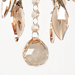 Люстра подвесная круглая с тканевым полупрозрачным абажуром и подвесками 4 лампы Gilded Elegance варинант исполнения - 6 | Loft Concept в Грозном