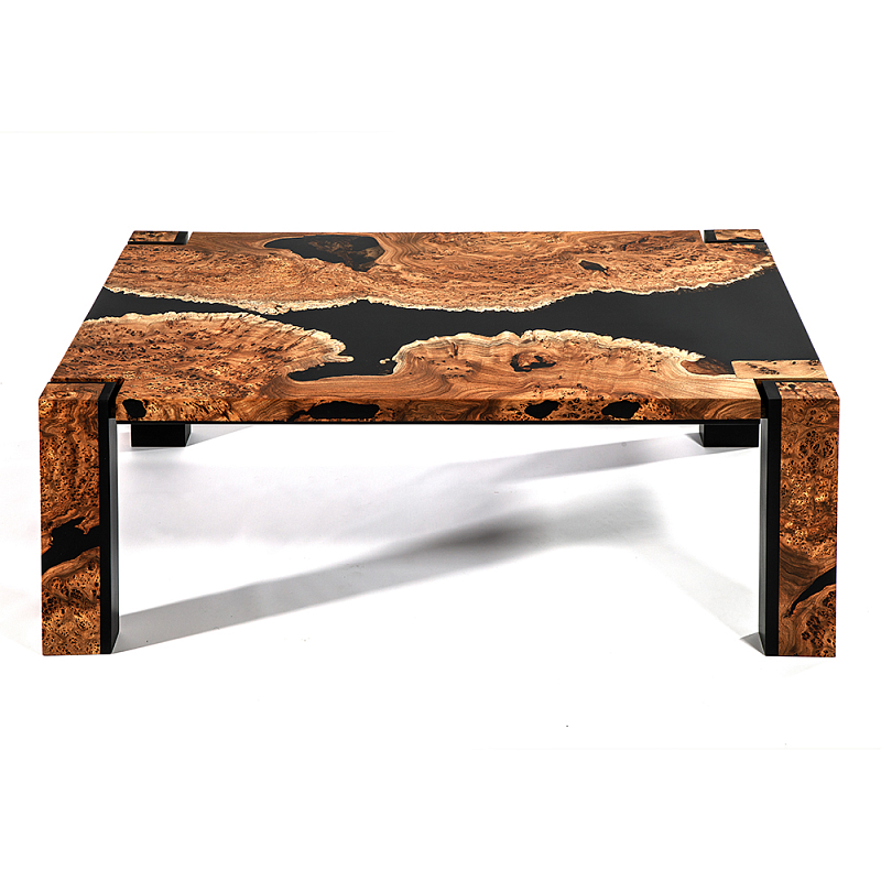 Кофейный Стол River in Autumn Elm Resin Coffee Table Охра Черный в Грозном | Loft Concept 
