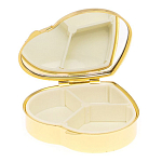 Таблетница карманная в форме сердца с 3-мя отделениями с зеркалом и накладкой из натурального камня Яшма Змеиная Gold Stone Pillboxes варинант исполнения - 3 | Loft Concept в Грозном