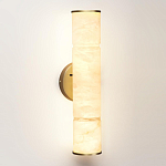 Бра с цилиндрическим плафоном из белого алебастра на круглом основании Латунь Cryptocrystalline Stone варинант исполнения - 1 | Loft Concept в Грозном