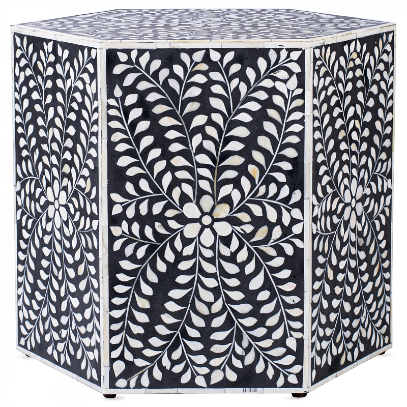 Табурет Inlaid Bone Hexagon Черный Белый Табурет Inlaid Bone Hexagon Черный Белый в Грозном | Loft Concept
