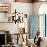 Люстра бронзового цвета с бежевыми абажурами из органзы в классическом стиле Hinkley варинант исполнения - 9 | Loft Concept в Грозном