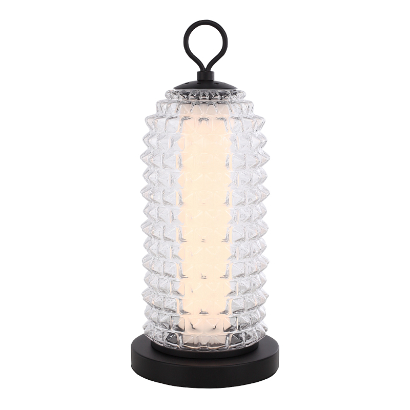 Настольная лампа с прозрачным факутрным стеклянным плафоном Sonora Прозрачный Черный в Грозном | Loft Concept 